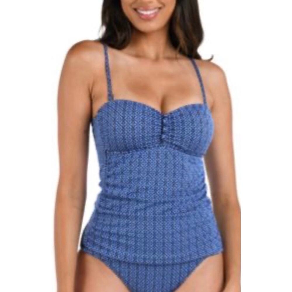 La Blanca Charmed Coast Chambray Bandeau Tankini Top 8 NWT